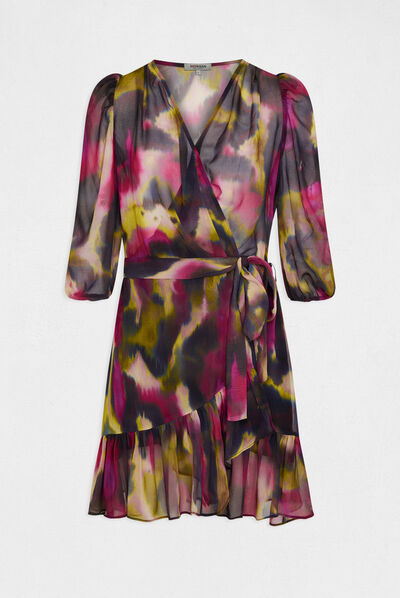 Robe portefeuille imprimé abstrait multico femme