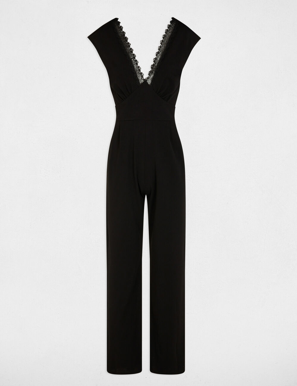 Combinaison dentelle col v noir femme
