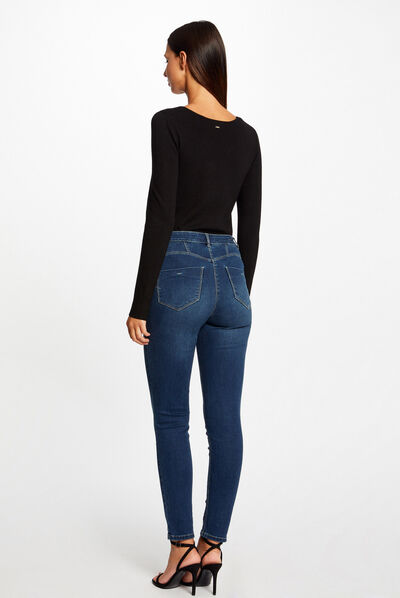 Pull manches longues avec ouvertures noir femme