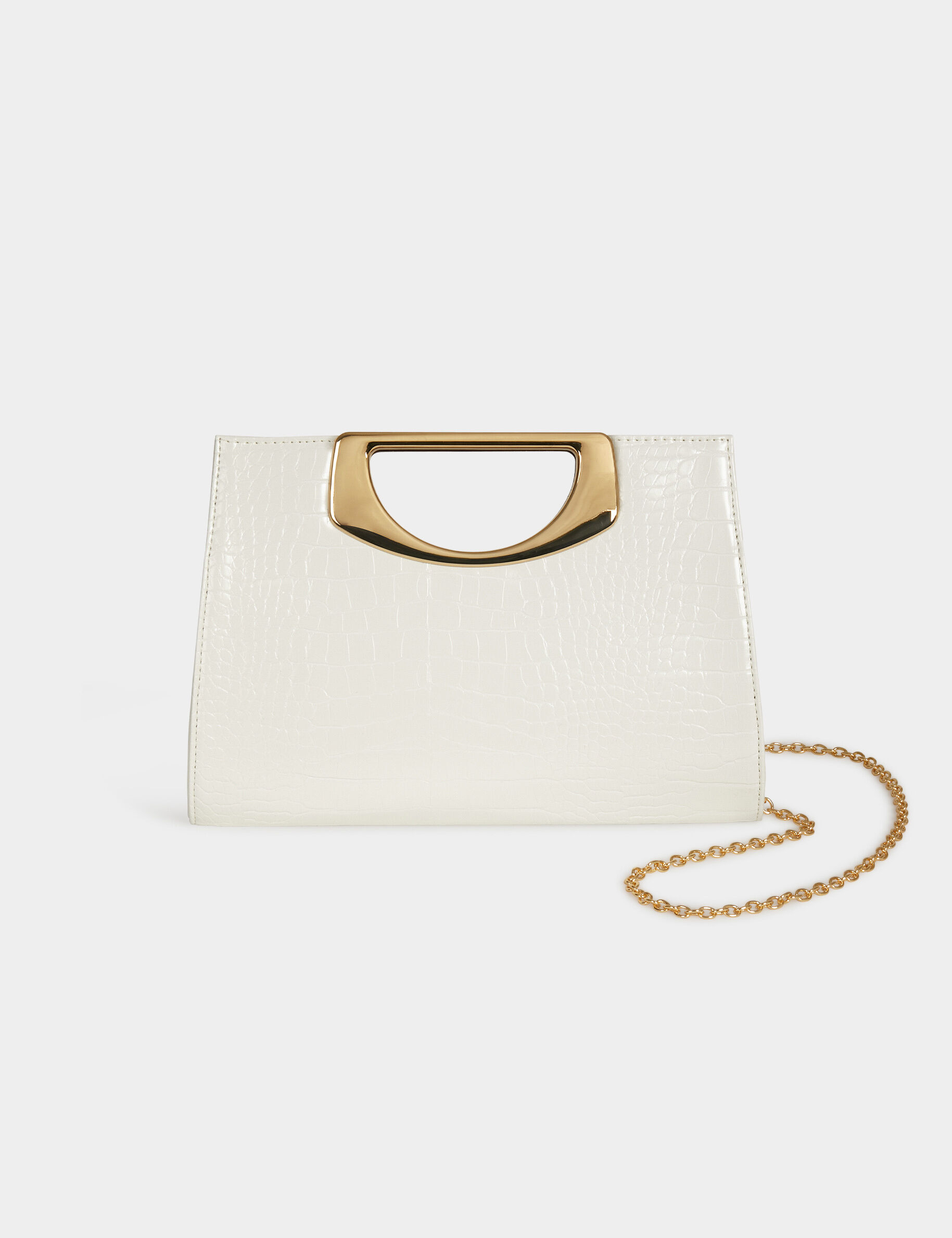 sac pochette aspect croco blanc femme