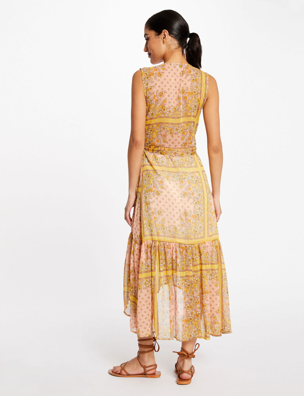 Robe longue portefeuille imprimé floral multico femme