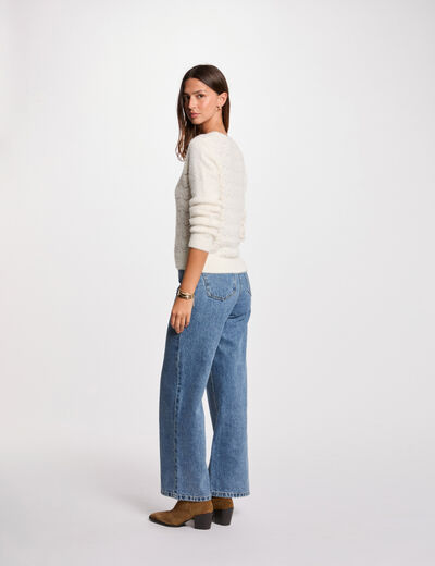 Gilet manches longues ivoire femme