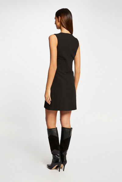 Robe droite sans manches noir femme