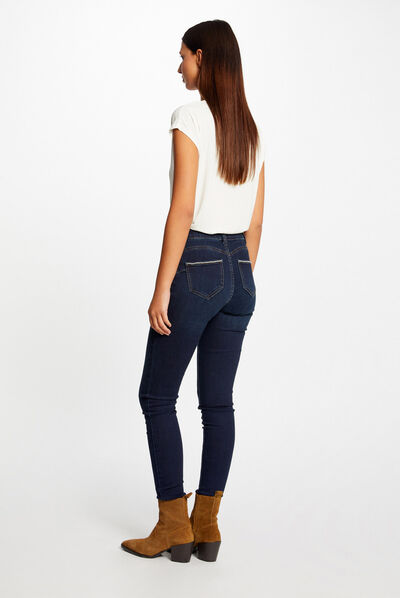 Jeans slim avec détails chaînes jean brut femme