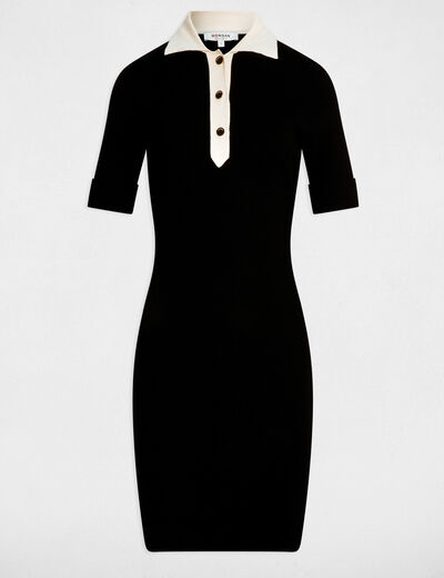 Robe tricot courte cintrée noir femme