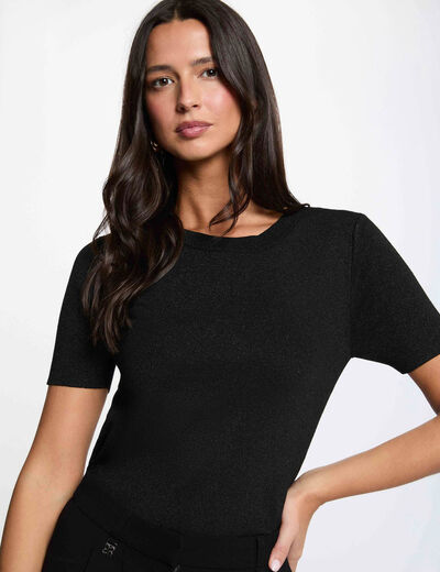 Pull col rond noir femme