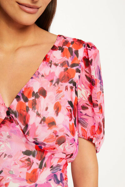 Robe cintrée col en V imprimé floral multico femme