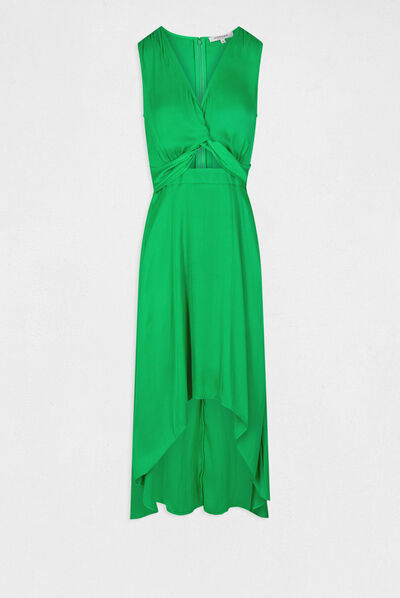 Robe midi trapèze asymétrique vert femme