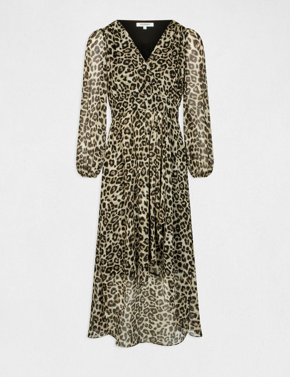 Robe midi portefeuille imprim&eacute; l&eacute;opard multico femme