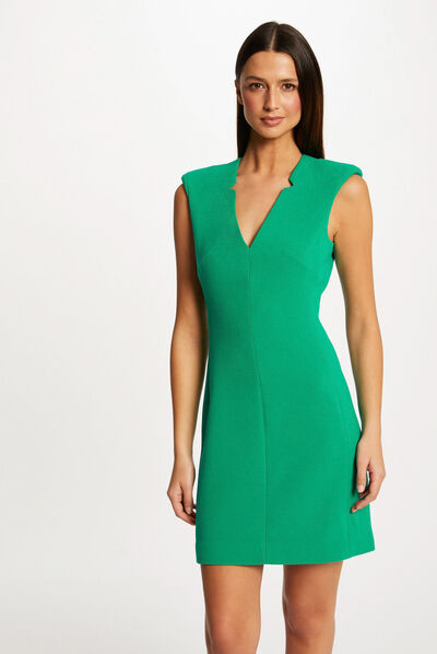 Robe ajustée sans manches col en V vert moyen femme