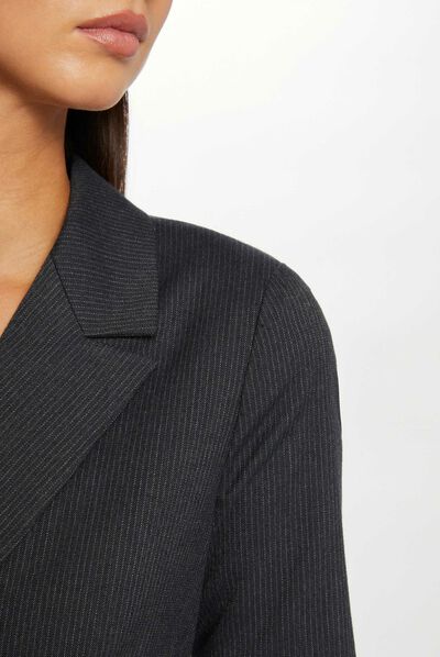 Robe ajustée manches courtes à rayures gris anthracite femme