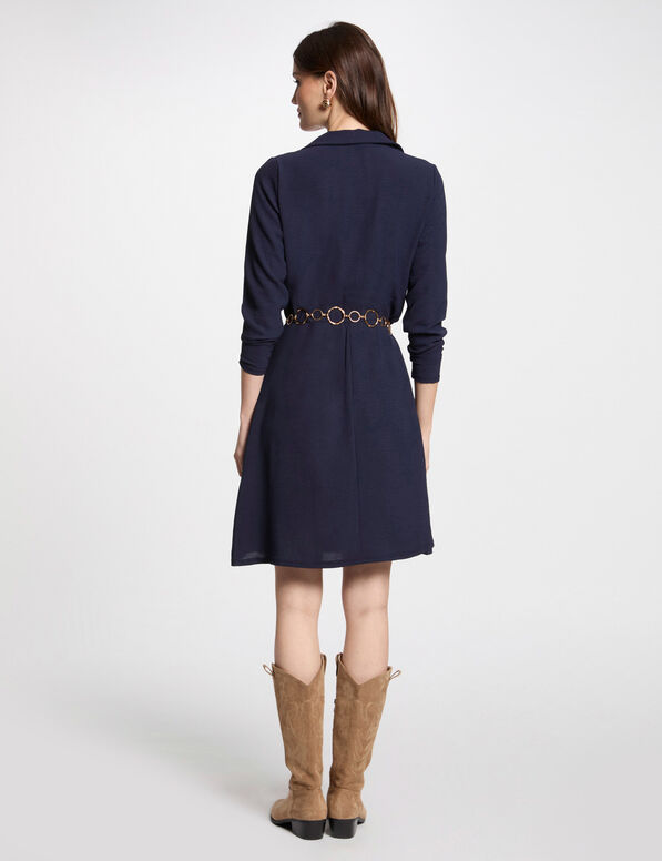 robe courte droite fluide bleu marine femme Robe courte droite fluide bleu marine femme