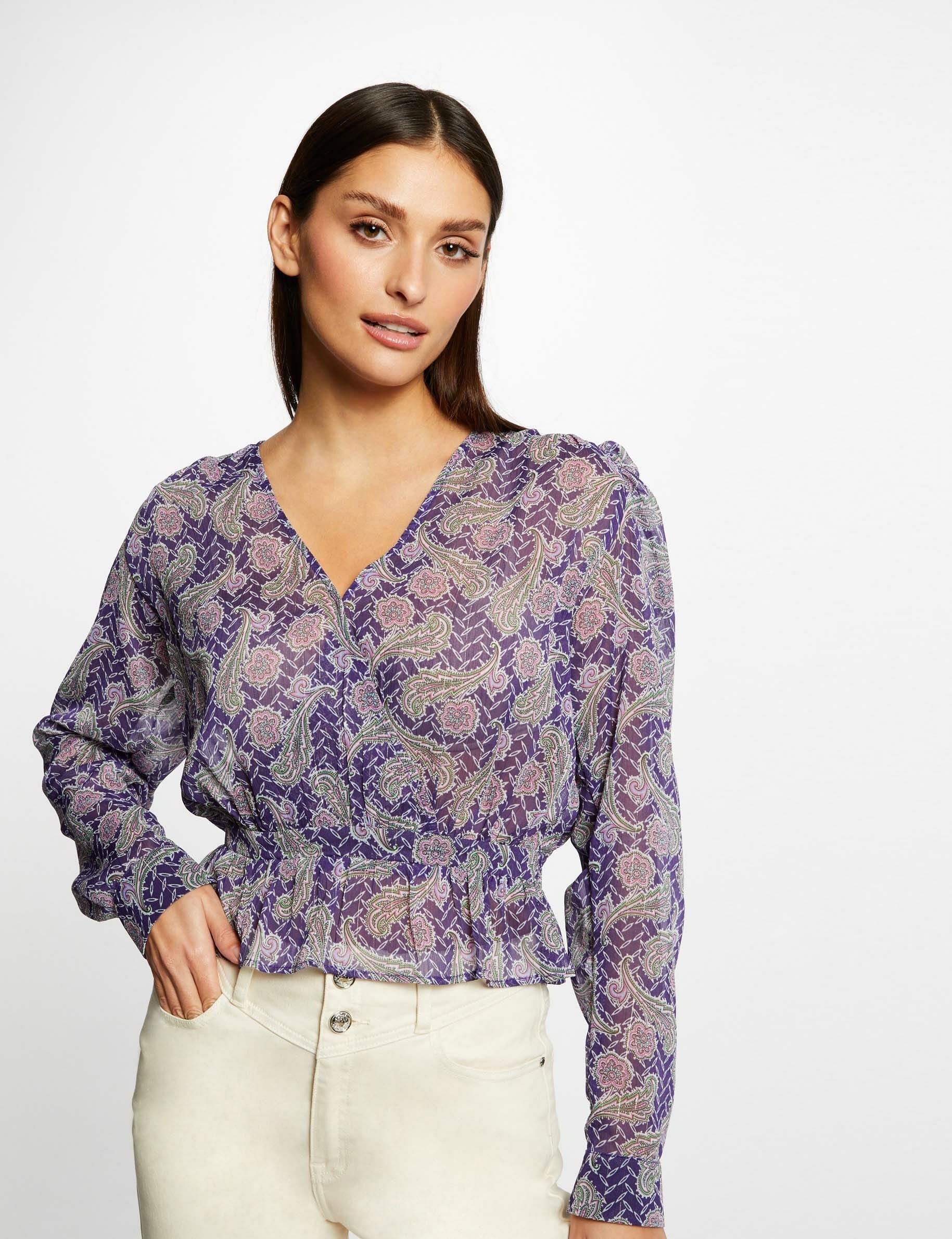 Blouse manches longues imprimée - Morgan - Modalova