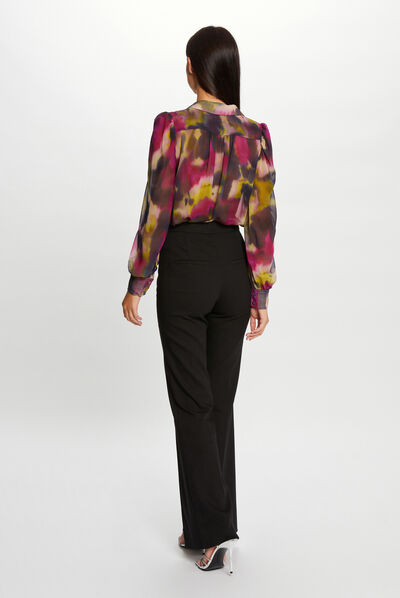 Chemise manches longues imprimé abstrait multico femme