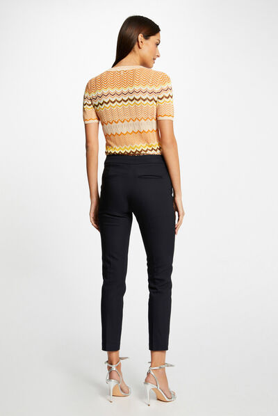 Pull manches courtes imprimé chevron orange femme