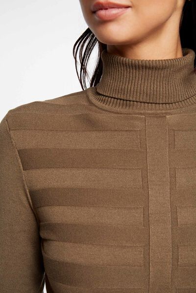 Pull manches longues col roulé vert fonce femme