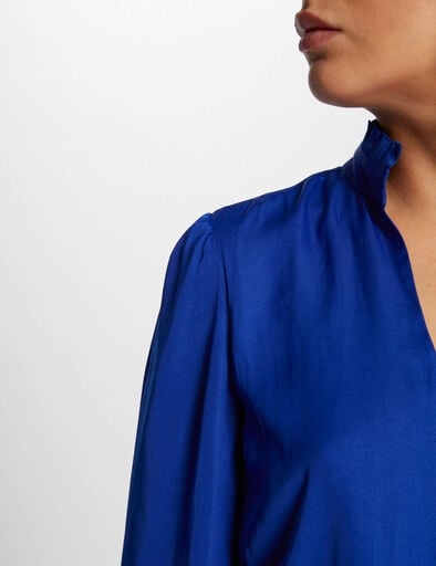 robe courte ajustee smockee bleu electrique femme Robe courte ajustée smockée bleu electrique femme