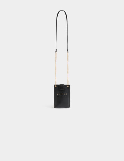 Pochette téléphone à clous noir femme