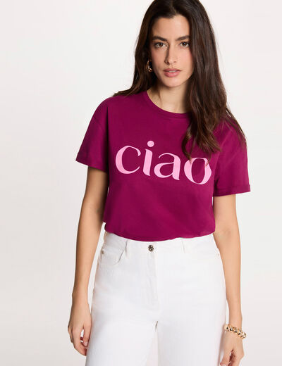 T-shirt col rond prune femme