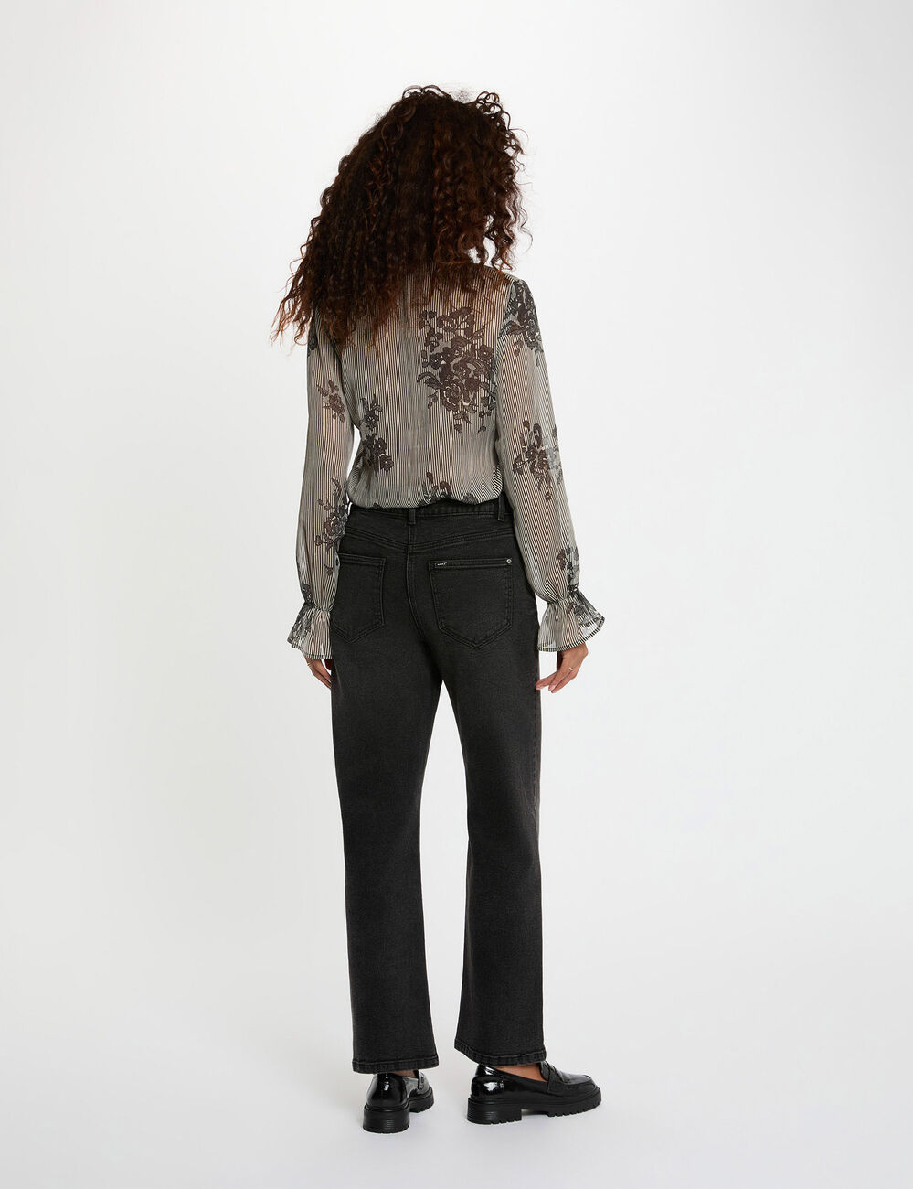 Chemise imprim&eacute;e col montant multicolore femme