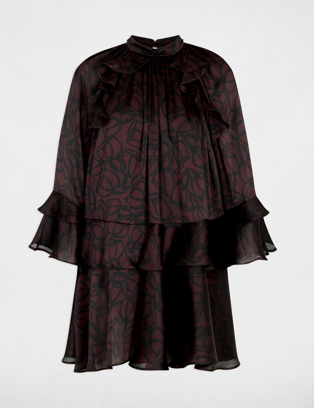 Robe courte col montant multicolore femme