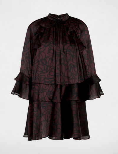 Robe courte col montant multicolore femme