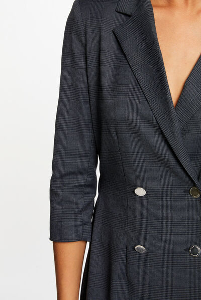 Robe portefeuille à carreaux marine femme