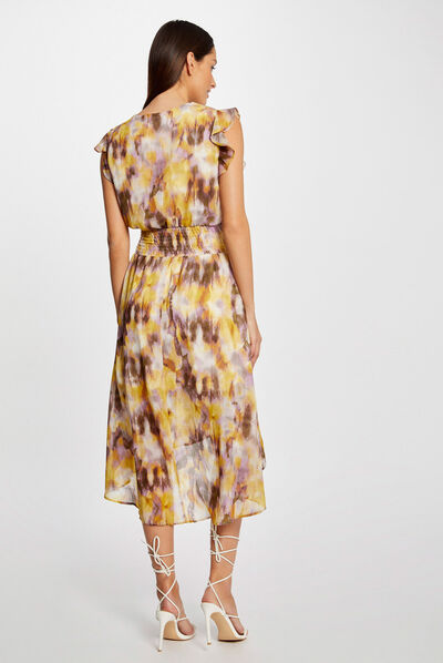 Robe midi cintrée imprimé abstrait multico femme