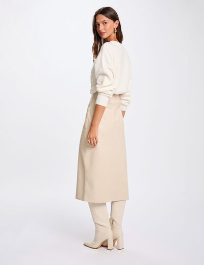 Jupe crayon ajust&eacute;e creme femme