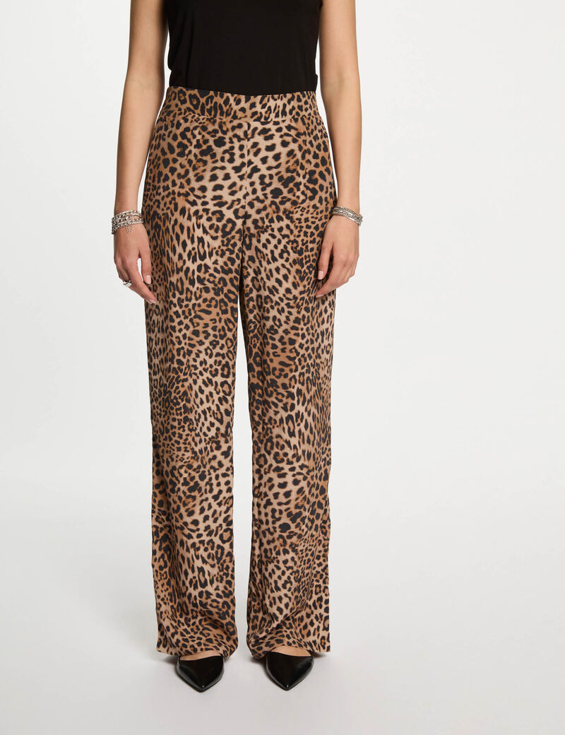 Pantalon large imprimé multicolore femme
