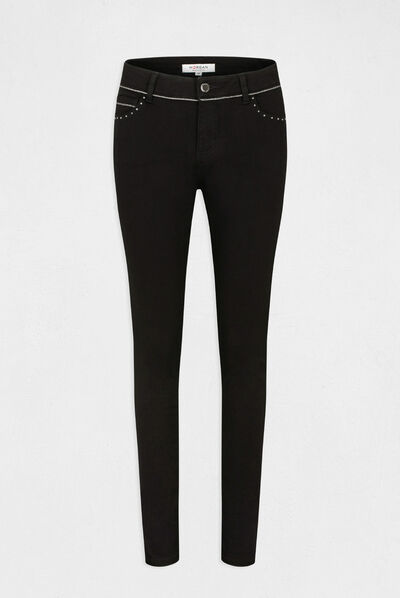 Jeans slim taille standard avec clous noir femme