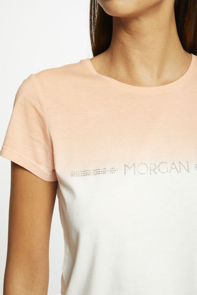 T-shirt manches courtes à inscription multico femme