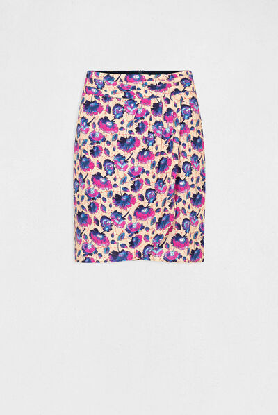 Jupe droite imprimé floral multico femme