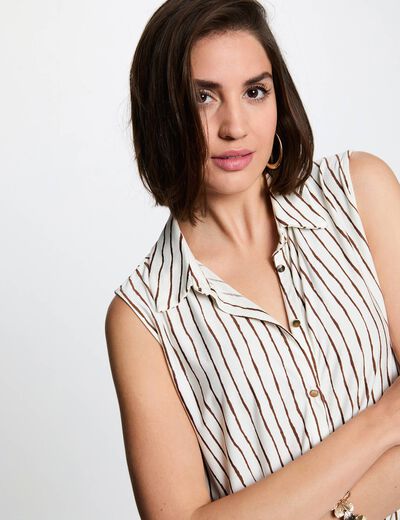 Chemise col &agrave; revers blanc femme