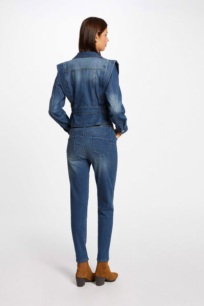 Veste cintrée en jean avec épaulettes jean stone femme