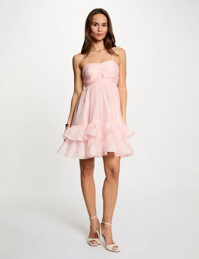 Robe courte en tulle rose pastel femme