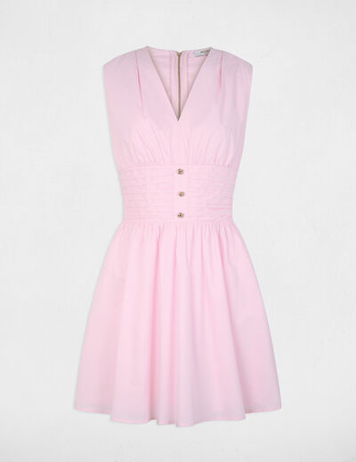 Robe courte col v rose femme