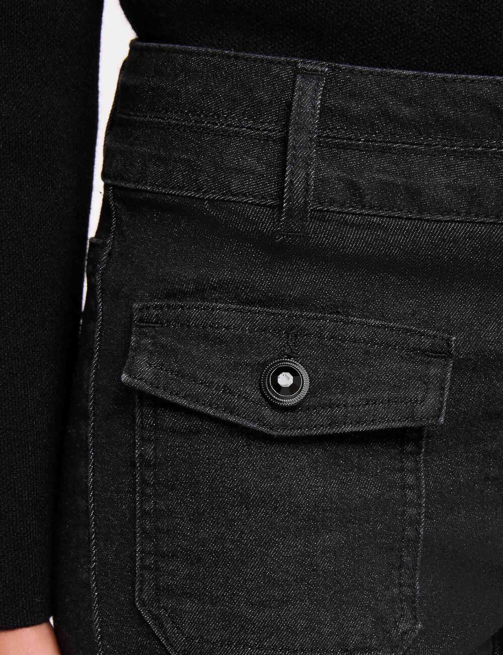 Jean bootcut boutons denim noir femme