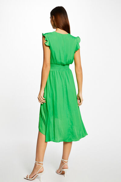 Robe droite fluide sans manches vert femme