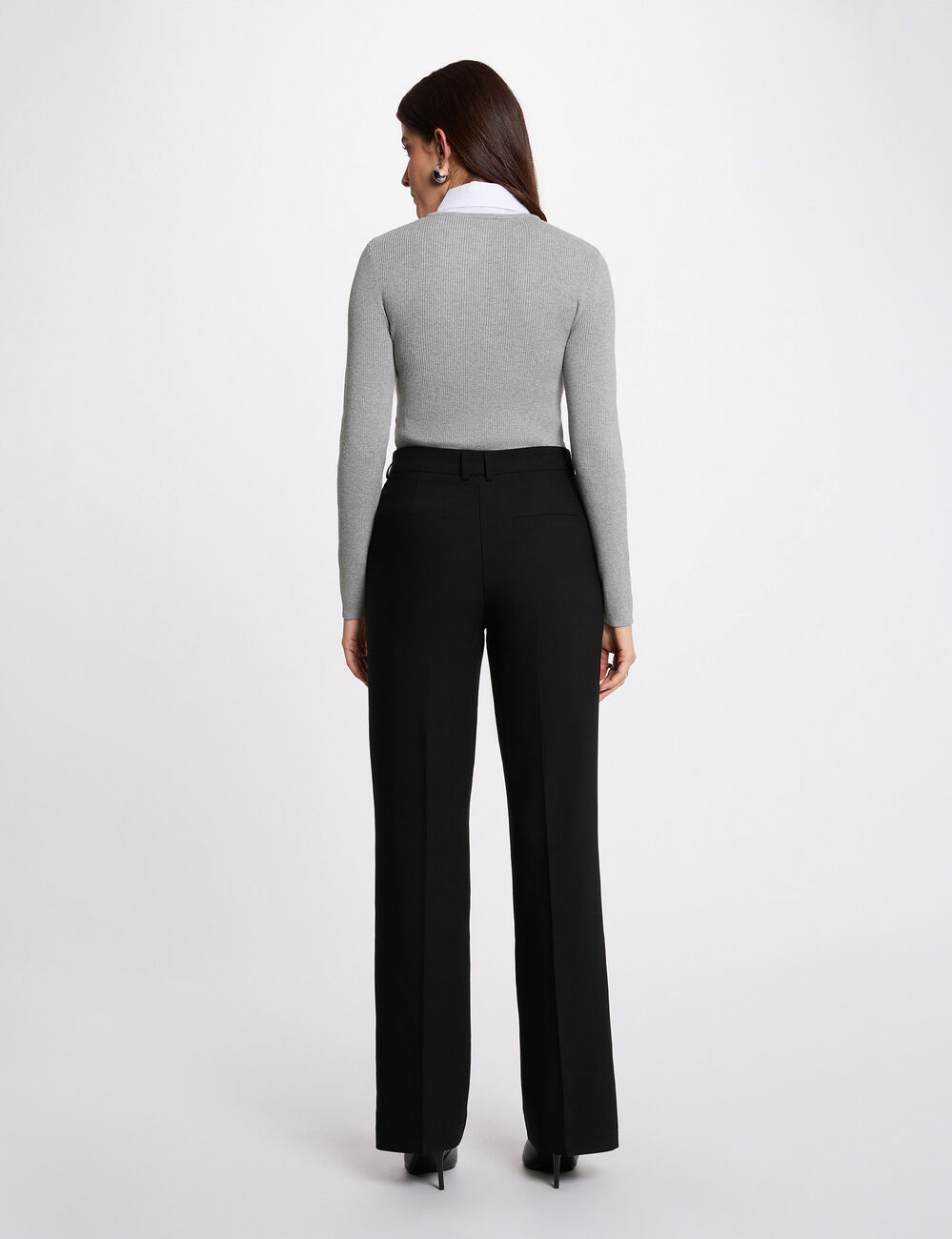 Pull 2-en-1 col &agrave; revers gris clair femme