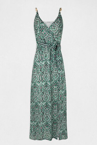 Robe longue droite imprimé cachemire multico femme