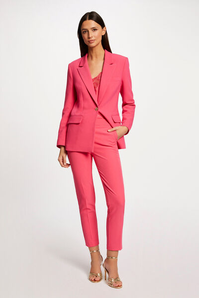 Pantalon city ajusté 7/8ème à pinces rose femme