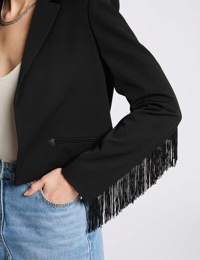 Blazer avec franges noir femme