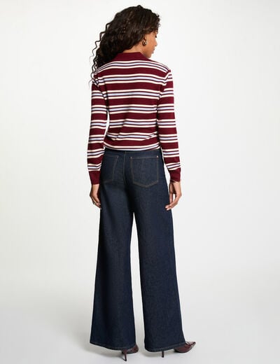 Pull col &agrave; revers bordeaux femme