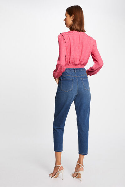 Blouse manches longues imprimée fuchsia femme
