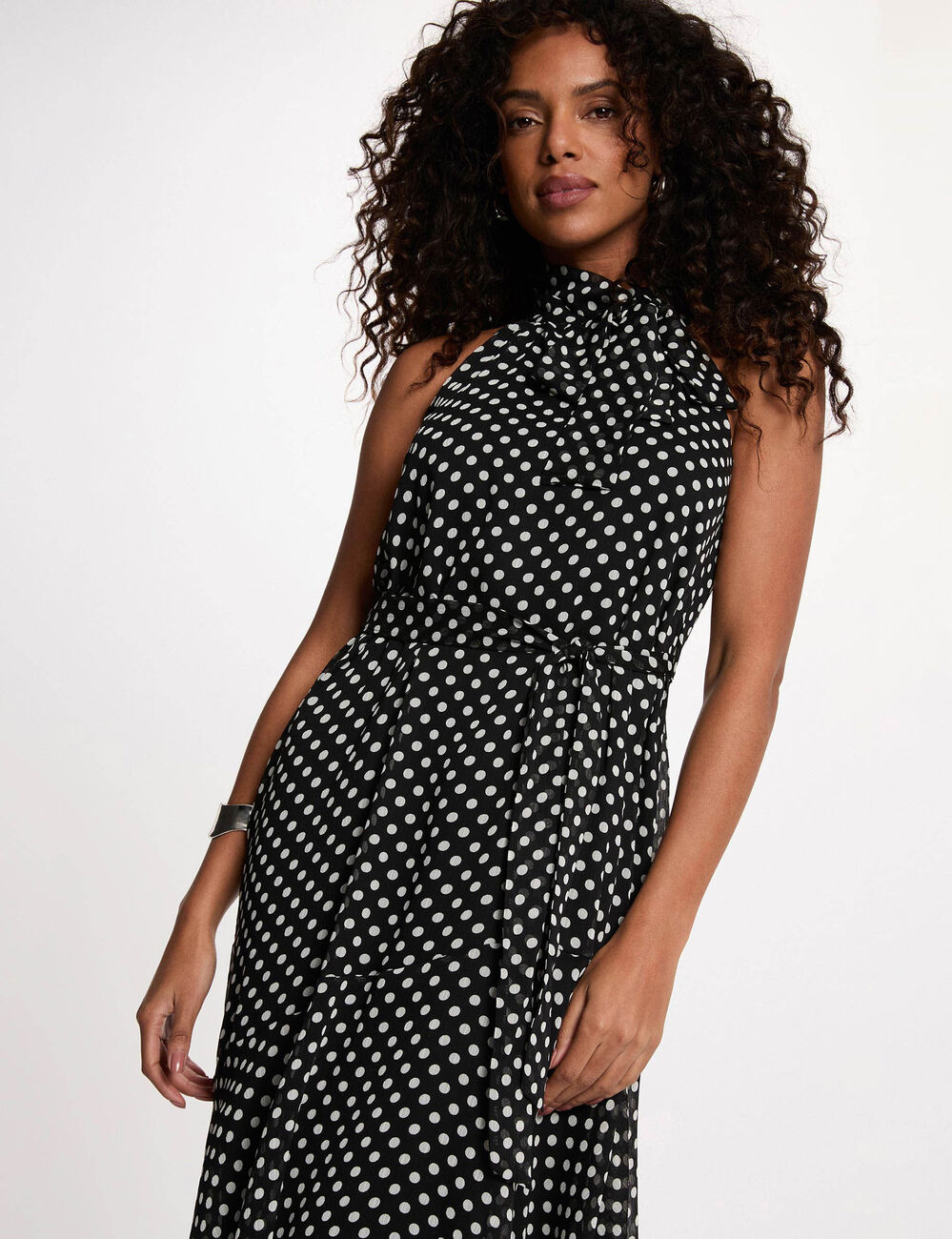 Robe fluide col montant noir femme