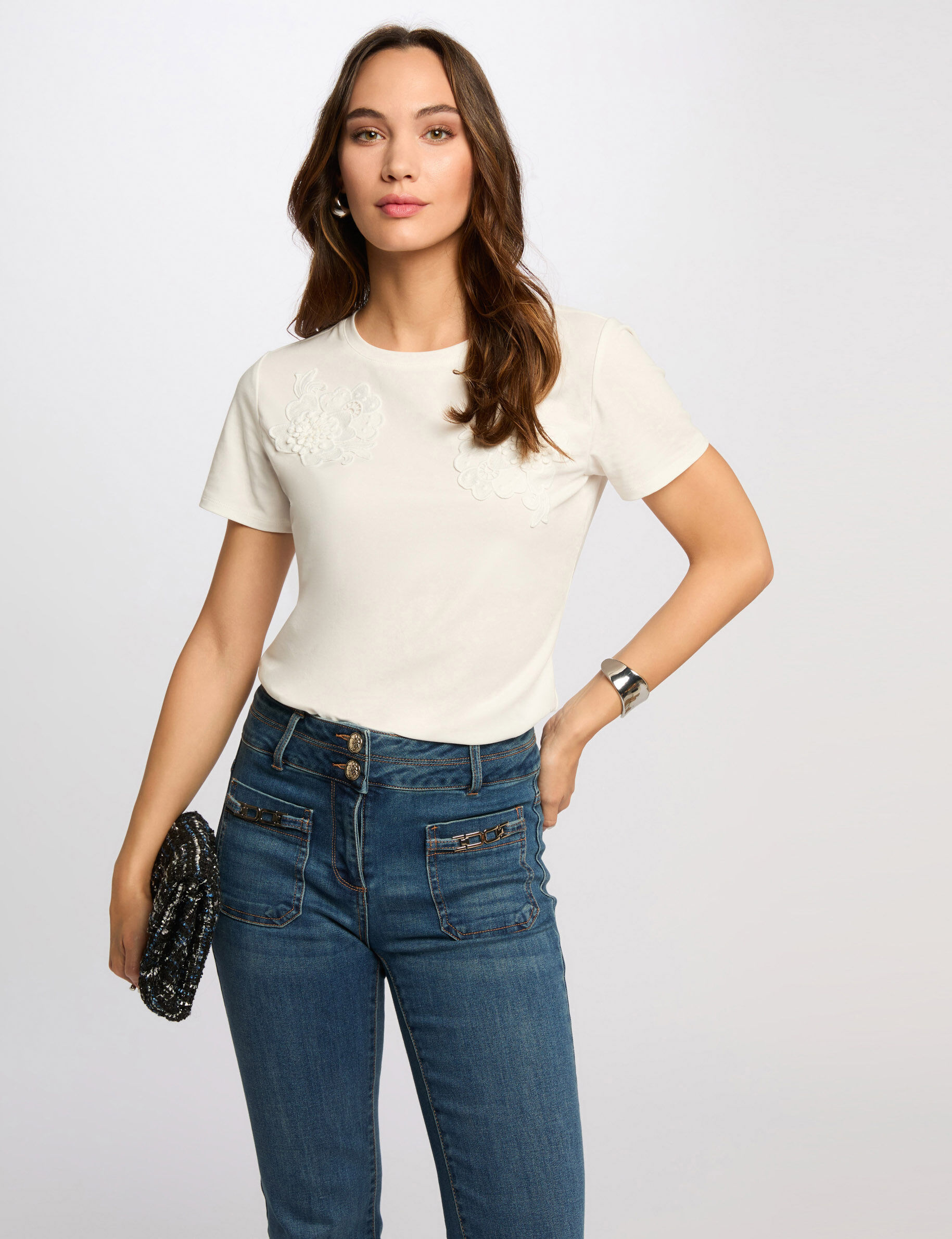 T-shirt manches courtes blanc femme - Morgan - Modalova