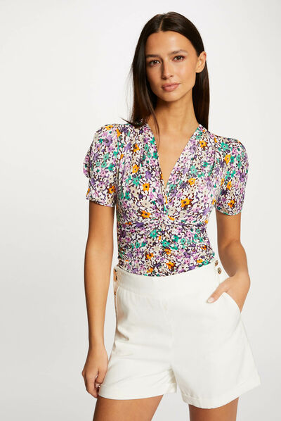 T-shirt manches courtes imprimé floral multico femme