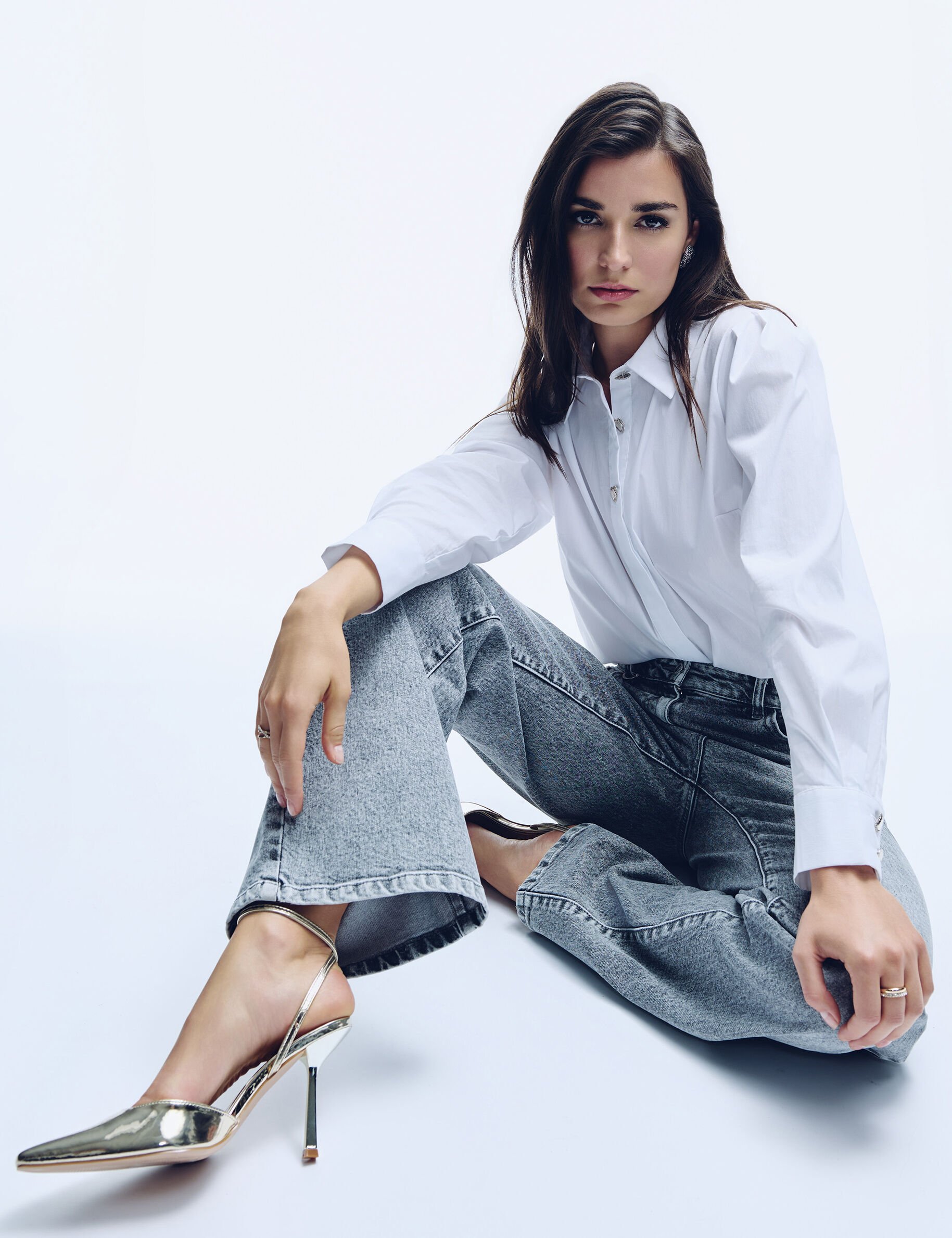 Jean large taille haute snow femme