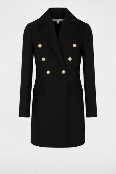 Manteau cintré avec boutons noir femme